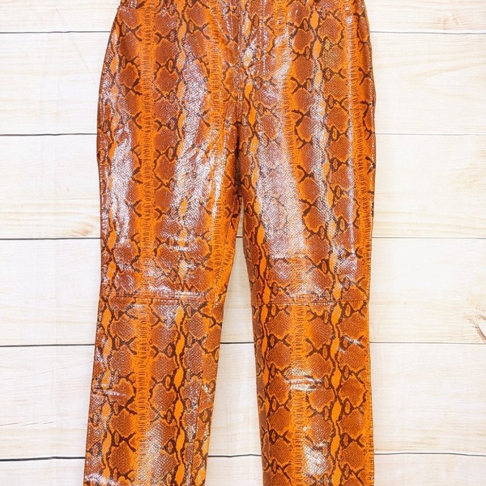 GRLFRND DENIM SHILOH orange faux snake skin
